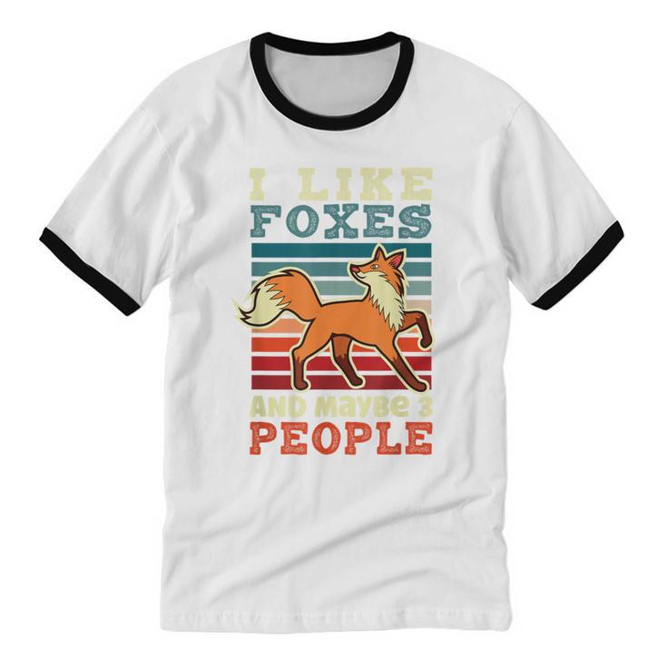 Introvert Fox Animal Lover Saying Loner Antisocial Unisex Cotton Ringer T-Shirt