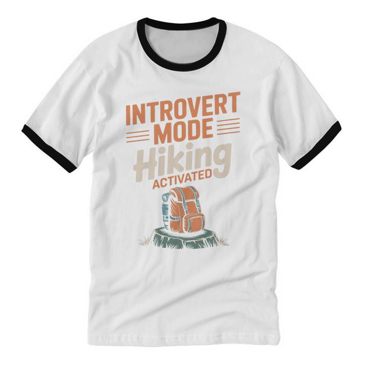Introvert Mode Hiking Activated Hiker Unisex Cotton Ringer T-Shirt