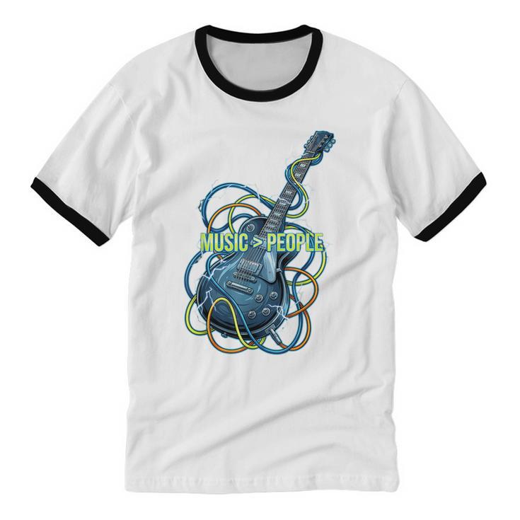 Introvert Music Lover Electric Guitar Rock Unisex Cotton Ringer T-Shirt