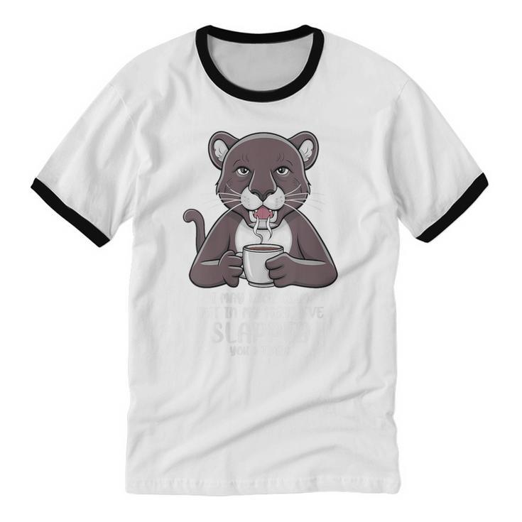 Introvert Panther And Coffee Lovers Unisex Cotton Ringer T-Shirt