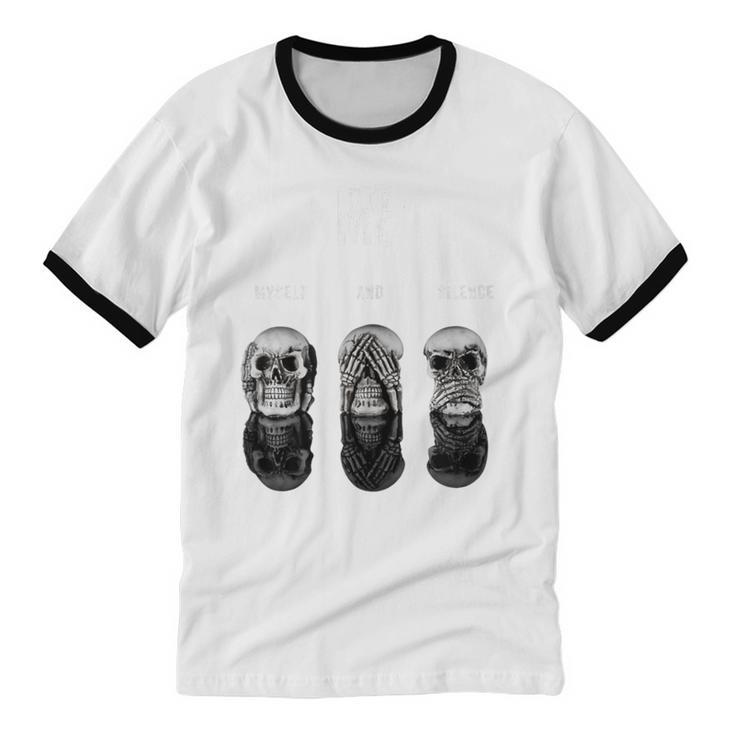 Introvert Relaxation Me Myself And Silence Skulls Unisex Cotton Ringer T-Shirt