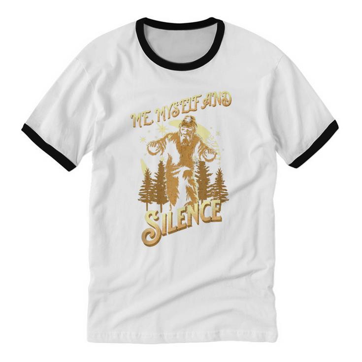 Introvert Relaxation Me Myself And Silence Vacation Bigfoot Unisex Cotton Ringer T-Shirt