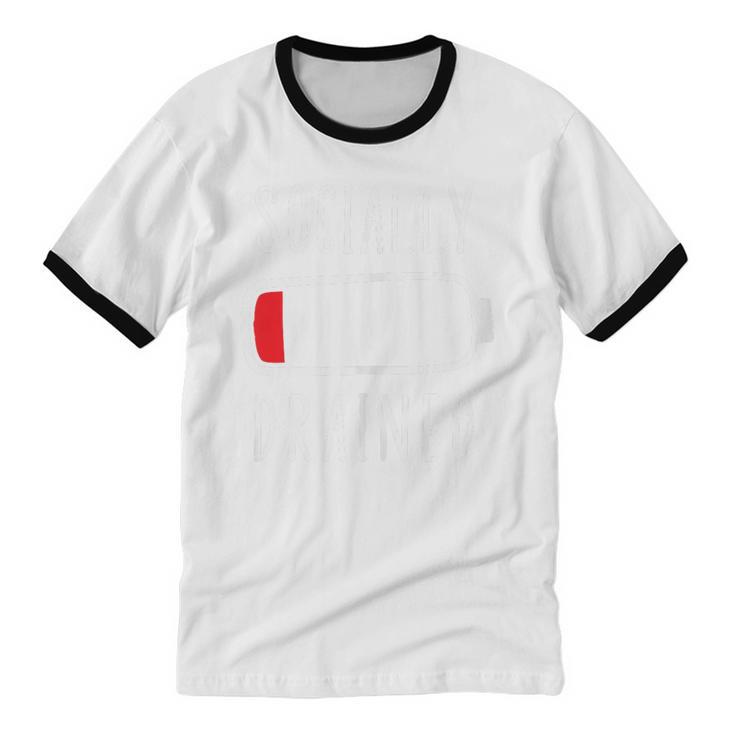 Introvert Socially Drained Battery Unisex Cotton Ringer T-Shirt