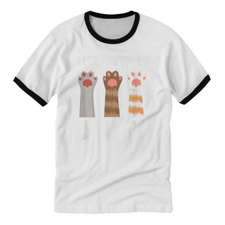 Introvert Unite Kitty Paws Raise Introverted Gathering Unisex Cotton Ringer T-Shirt Introvert Unite Kitty Paws Raise Introverted Gathering Unisex Cotton Ringer T-Shirt