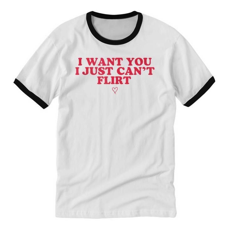 Introvert Valentines Day I Want You I Just Can't Flirt Unisex Cotton Ringer T-Shirt