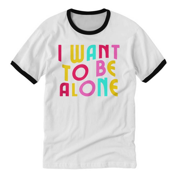 Introvert I Want To Be Alone Retro Wavy Unisex Cotton Ringer T-Shirt