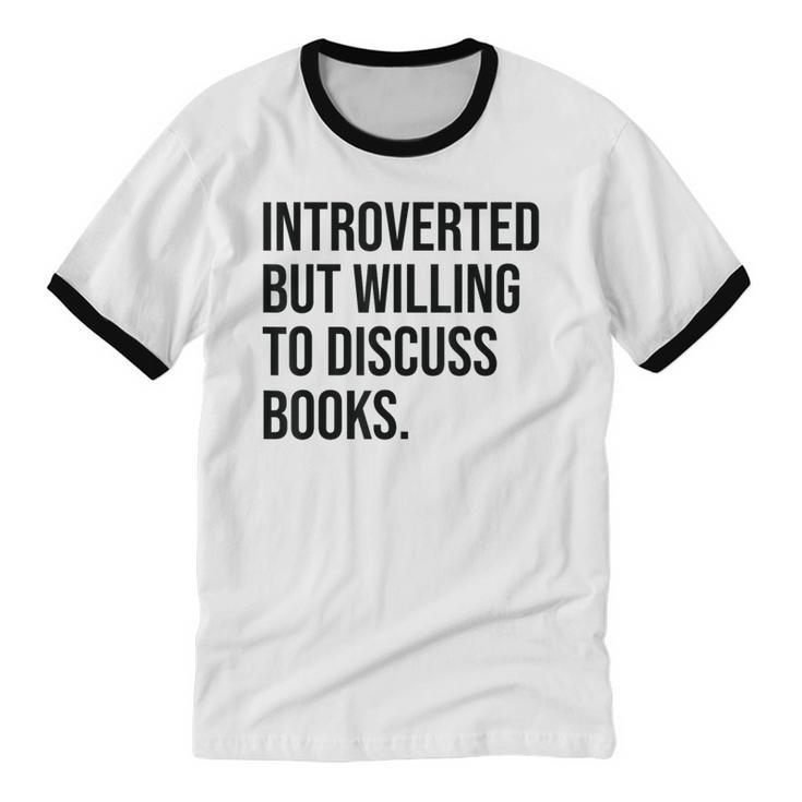 Introverted Bookworm Books Introvert Unisex Cotton Ringer T-Shirt
