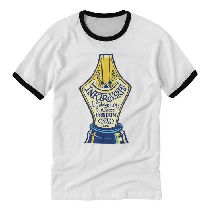 Introverted Fountain Pen Enthusiast Smiling Face Unisex Cotton Ringer T-Shirt Introverted Fountain Pen Enthusiast Smiling Face Unisex Cotton Ringer T-Shirt