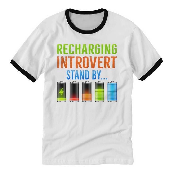 Introverted Recharging Introvert Saying Sarcasm Unisex Cotton Ringer T-Shirt