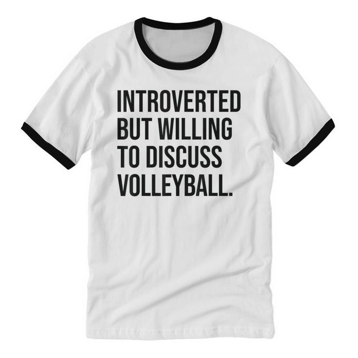 Introverted Volleyball Player Volleyball Introvert Unisex Cotton Ringer T-Shirt
