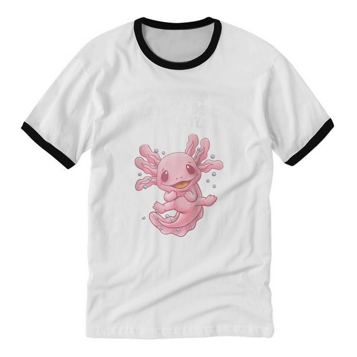 Introverted But Willing To Discuss Axolotl Salamander Raglan Baseball Tee Unisex Cotton Ringer T-Shirt
