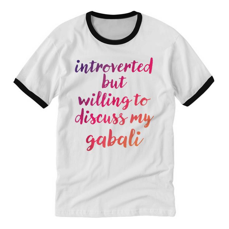 Introverted Willing To Discuss Gabali Introvert Unisex Cotton Ringer T-Shirt