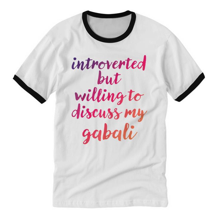 Introverted Willing To Discuss Gabali Introvert Unisex Cotton Ringer T-Shirt