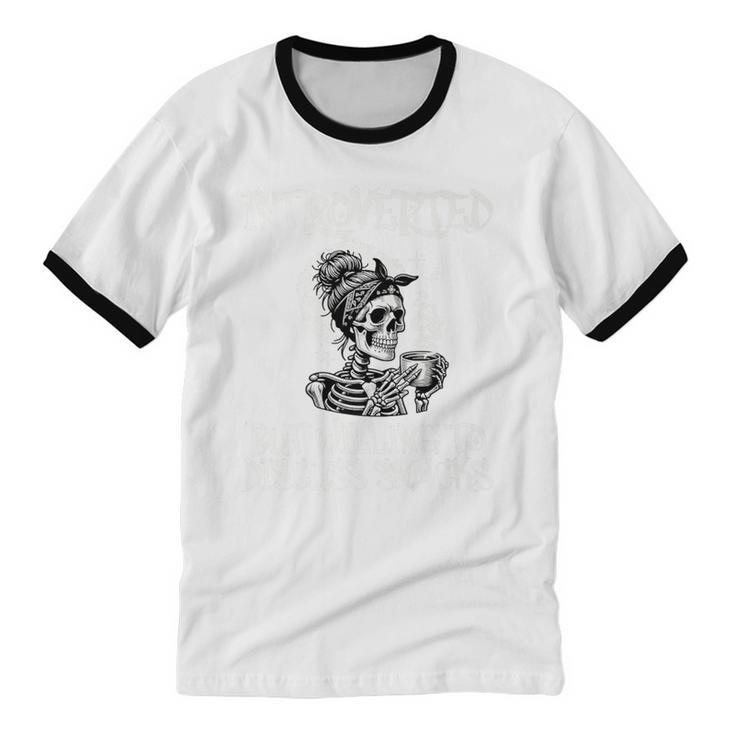 Introverted But Willing To Discuss Snacks Coffee Premium Unisex Cotton Ringer T-Shirt