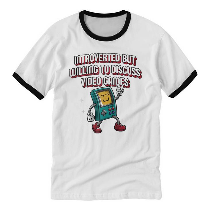 Introverted But Willing To Discuss Video Games Introvert Raglan Baseball Tee Unisex Cotton Ringer T-Shirt