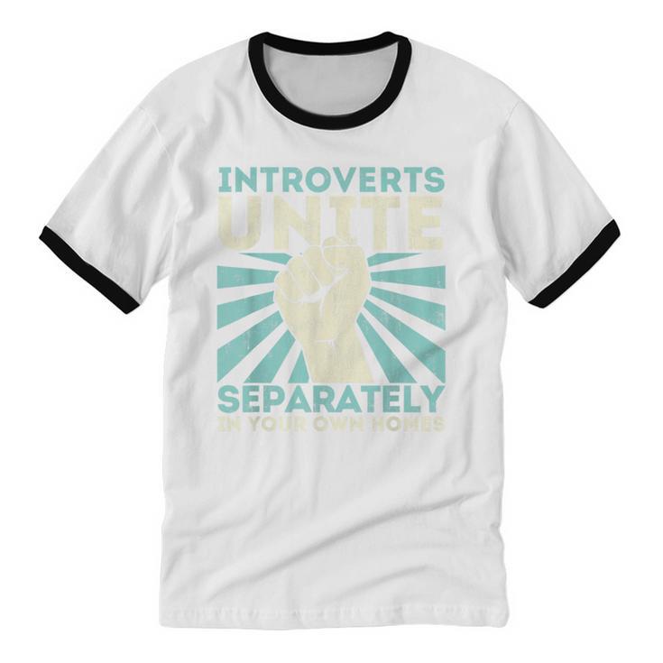 Introverts Unite Separately Introverted Antisocial Unisex Cotton Ringer T-Shirt