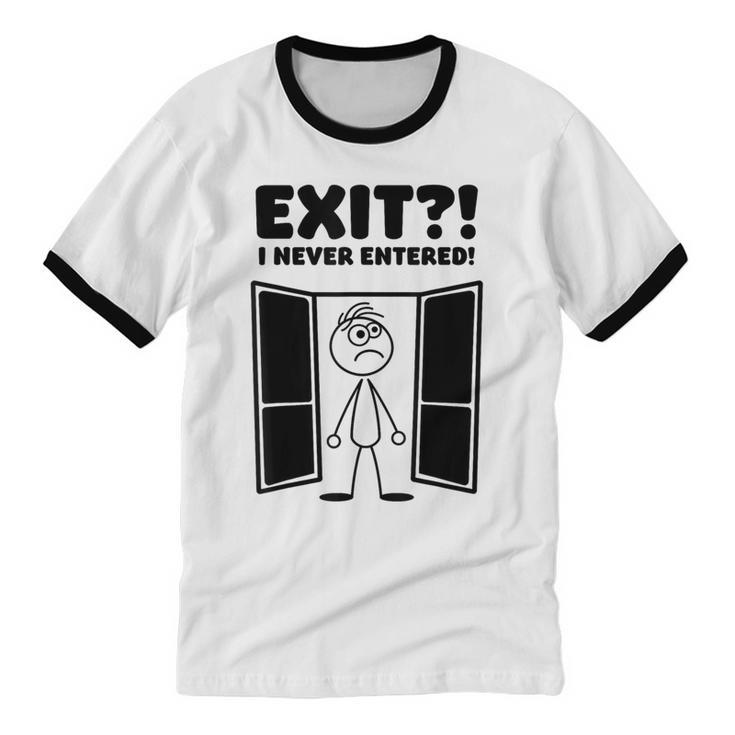 Irony Sarcasm Introvert Dry Humor Cartoon Comic Geek Nerd Unisex Cotton Ringer T-Shirt