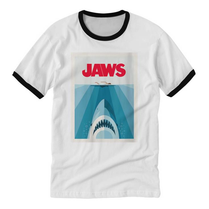 Jaws 2025 Classic Movie Nostalgia Unisex Cotton Ringer T-Shirt