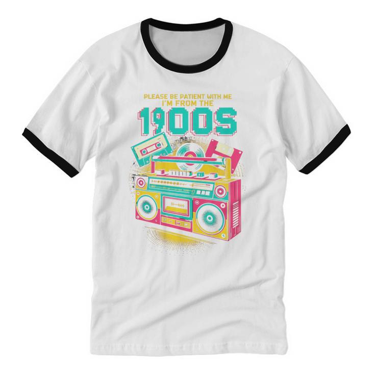 Joke 90s Please Be Patient With Me I'm From The 1900s Premium Tri-Blend Unisex Cotton Ringer T-Shirt
