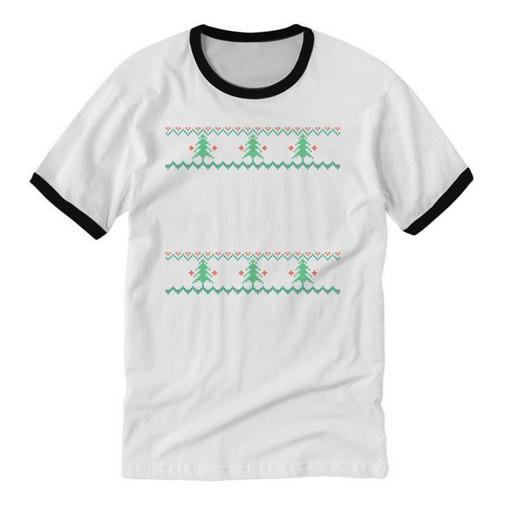 I Just Want To Go Home Ugly Anti Christmas Sweater Introvert Unisex Cotton Ringer T-Shirt