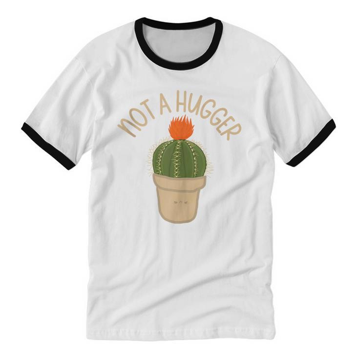 Kawaii Grumpy Cactus Not a Hugger Plant Introvert Unisex Cotton Ringer T-Shirt Kawaii Grumpy Cactus Not a Hugger Plant Introvert Unisex Cotton Ringer T-Shirt