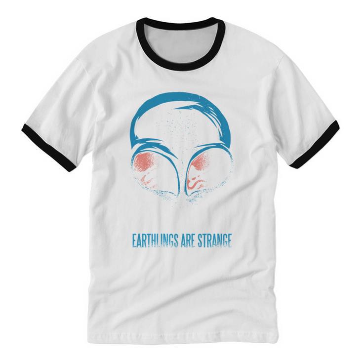 Keep Calm Earthlings Are Strange Alien Introvert Unisex Cotton Ringer T-Shirt