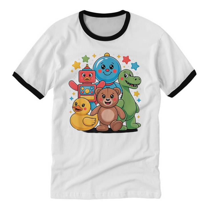 Kidcore Aesthetic Retro Vibes Colorful Cartoon Nostalgia Unisex Cotton Ringer T-Shirt