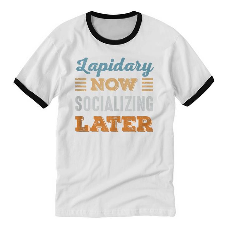 Lapidary Now Minimal Socializing Introvert Vintage Unisex Cotton Ringer T-Shirt Lapidary Now Minimal Socializing Introvert Vintage Unisex Cotton Ringer T-Shirt