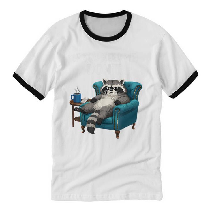 Lazy Raccoon Sarcastic Introvert Humor Japanese Animal Unisex Cotton Ringer T-Shirt
