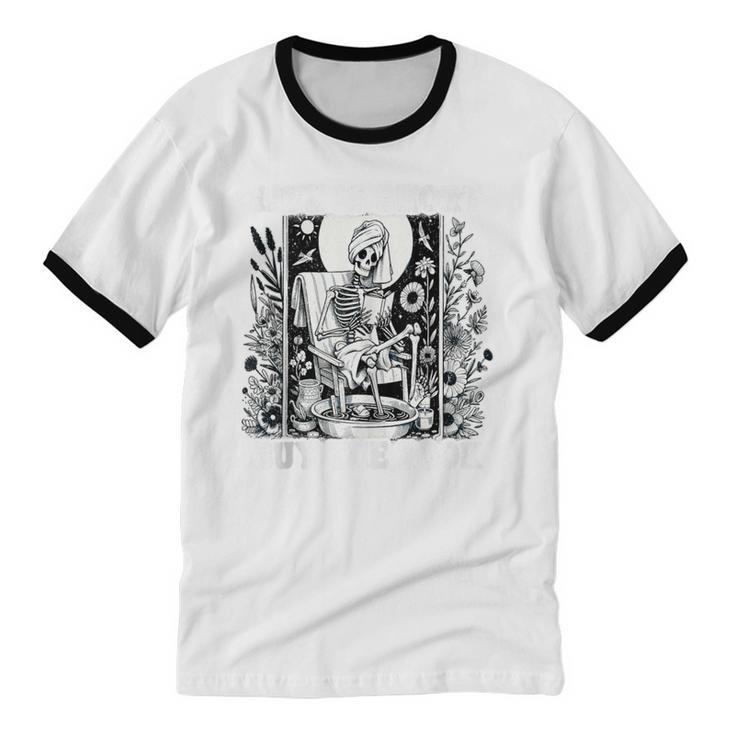 Life Is Short Buy The Book Introvert Skeleton Reading Unisex Cotton Ringer T-Shirt Life Is Short Buy The Book Introvert Skeleton Reading Unisex Cotton Ringer T-Shirt