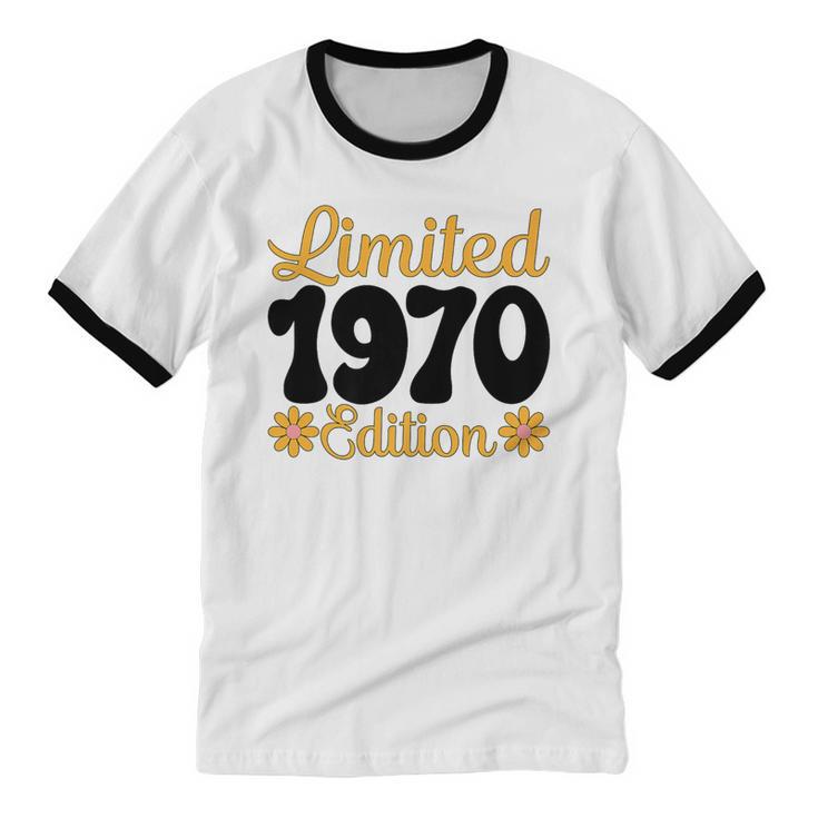 Limited 1970 Edition Retro Vintage 70s Nostalgia Premium Unisex Cotton Ringer T-Shirt