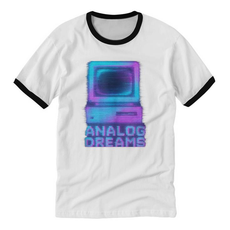 Lofi Reverie Analog Dreams Pixel 90s Desktop VHS Nostalgia Unisex Cotton Ringer T-Shirt