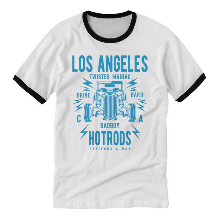 Los Angeles Hotrods Automotive Nostalgia Premium Tri-Blend Unisex Cotton Ringer T-Shirt