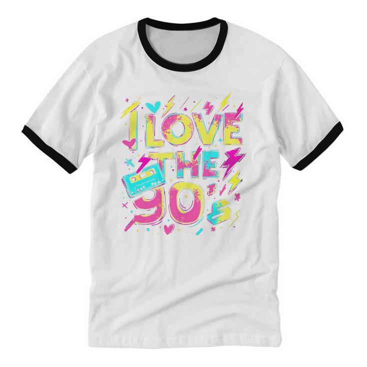 I Love The 90'S 90s Retro Nostalgia Premium Tri-Blend Unisex Cotton Ringer T-Shirt