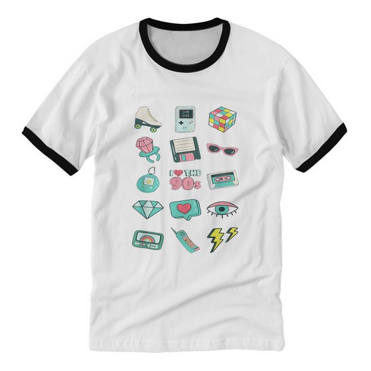 I Love The 90s Old For Nostalgia Fans Unisex Cotton Ringer T-Shirt I Love The 90s Old For Nostalgia Fans Unisex Cotton Ringer T-Shirt