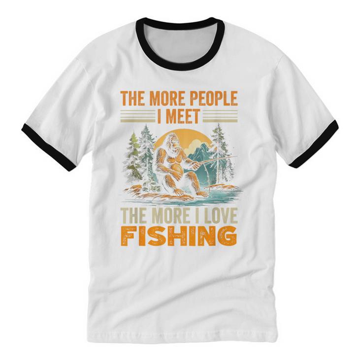 I Love Fishing Bigfoot Fisherman Introvert Sarcastic Unisex Cotton Ringer T-Shirt I Love Fishing Bigfoot Fisherman Introvert Sarcastic Unisex Cotton Ringer T-Shirt