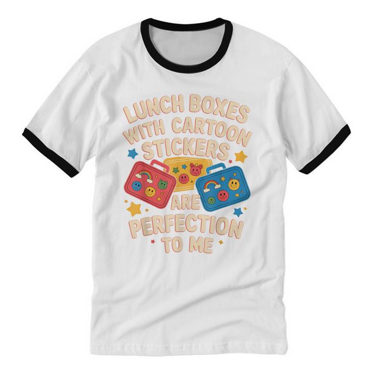 Lunch Boxes With Stickers Lunch Box Nostalgia Retro Unisex Cotton Ringer T-Shirt