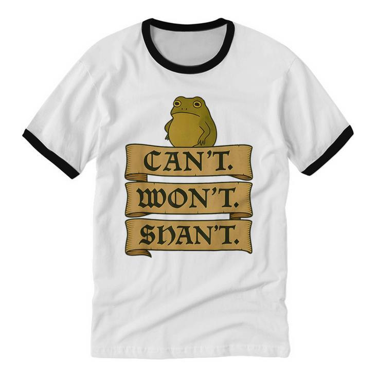 Medieval Frog Meme Sarcastic Introvert Humor Fantasy Unisex Cotton Ringer T-Shirt