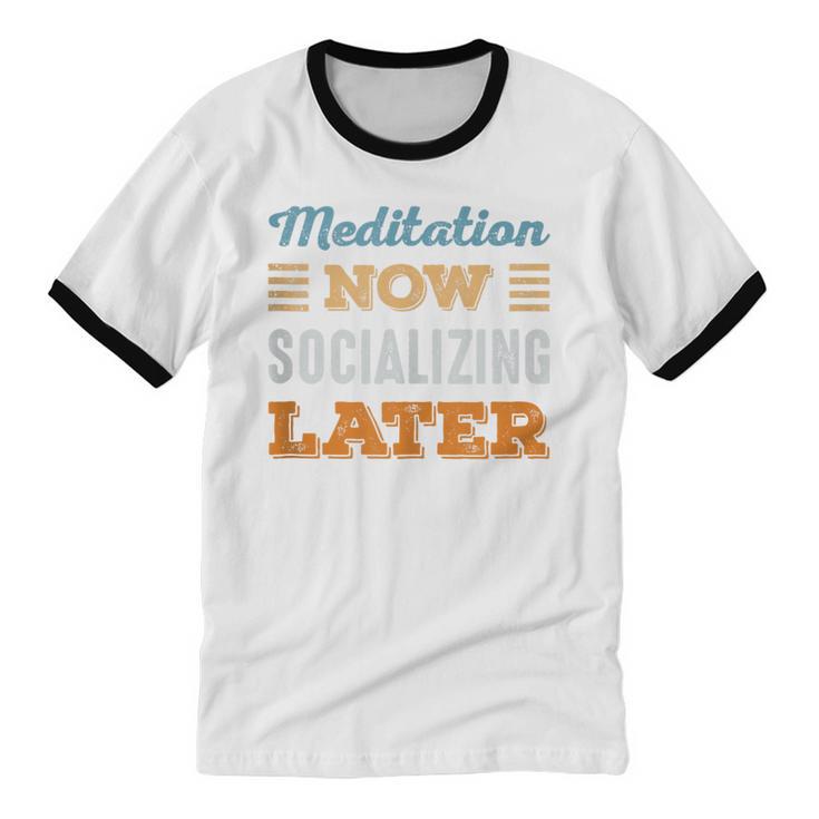 Meditation Now Minimal Socializing Introvert Vintage Unisex Cotton Ringer T-Shirt