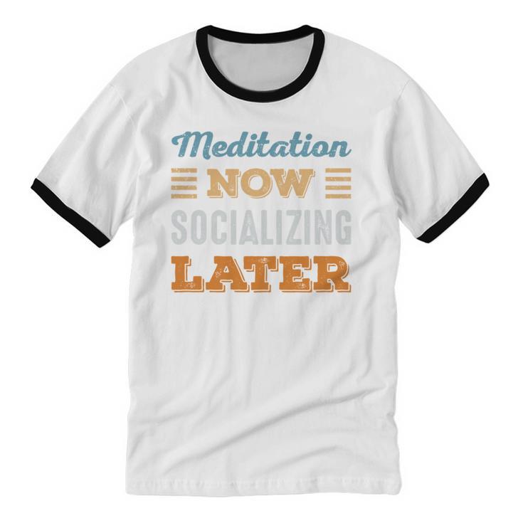 Meditation Now Minimal Socializing Introvert Vintage Unisex Cotton Ringer T-Shirt