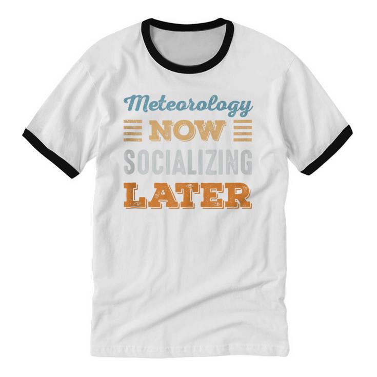 Meteorology Now Minimal Socializing Introvert Vintage Unisex Cotton Ringer T-Shirt