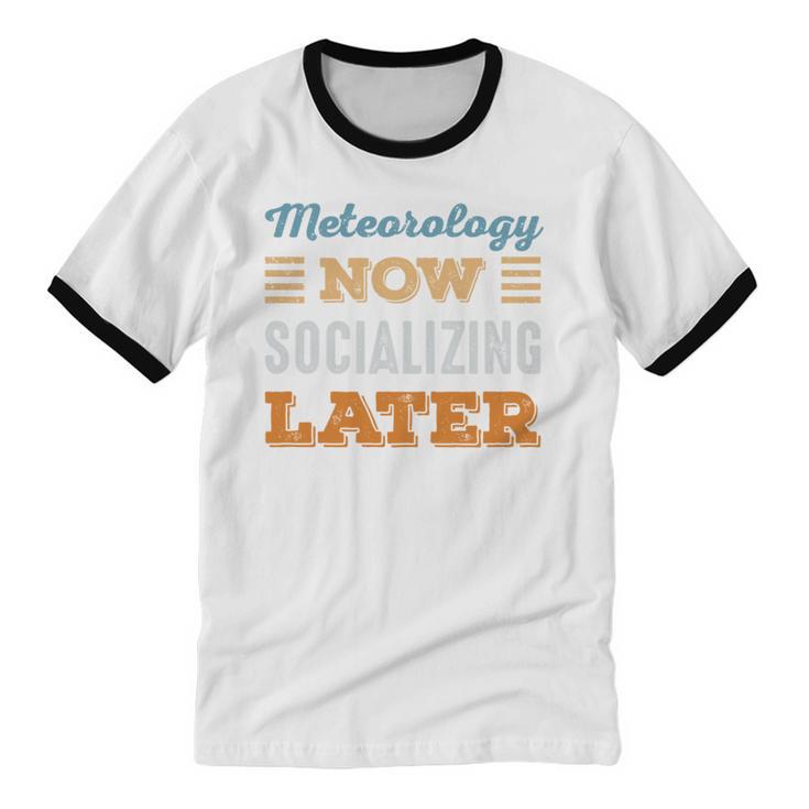 Meteorology Now Minimal Socializing Introvert Vintage Unisex Cotton Ringer T-Shirt
