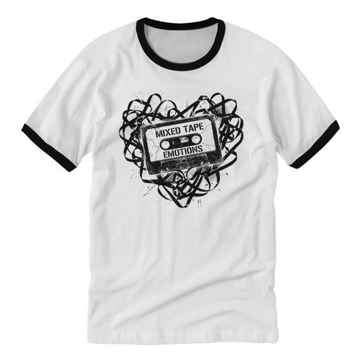 Mixed Tape Emotions Music Lover Nostalgia Quote Premium Tri-Blend Unisex Cotton Ringer T-Shirt