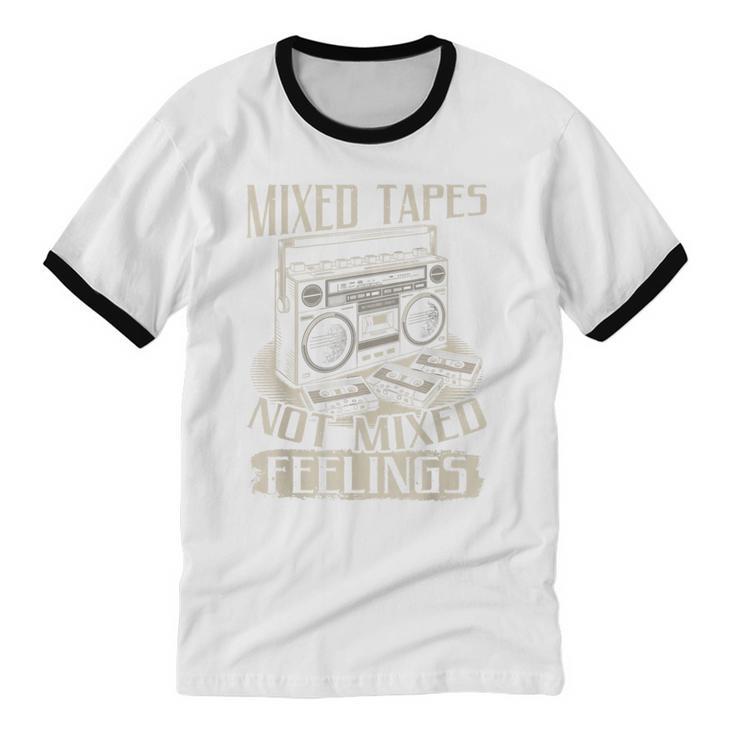 Mixed Tapes Not Feelings Nostalgia Retro Cassette Tape Unisex Cotton Ringer T-Shirt