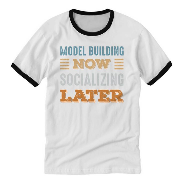 Model Building Now Minimal Socializing Introvert Vintage Unisex Cotton Ringer T-Shirt