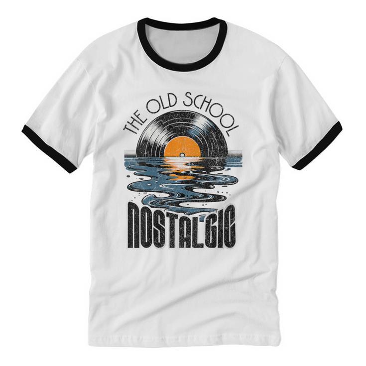 Music Old School Nostalgia Record Unisex Cotton Ringer T-Shirt
