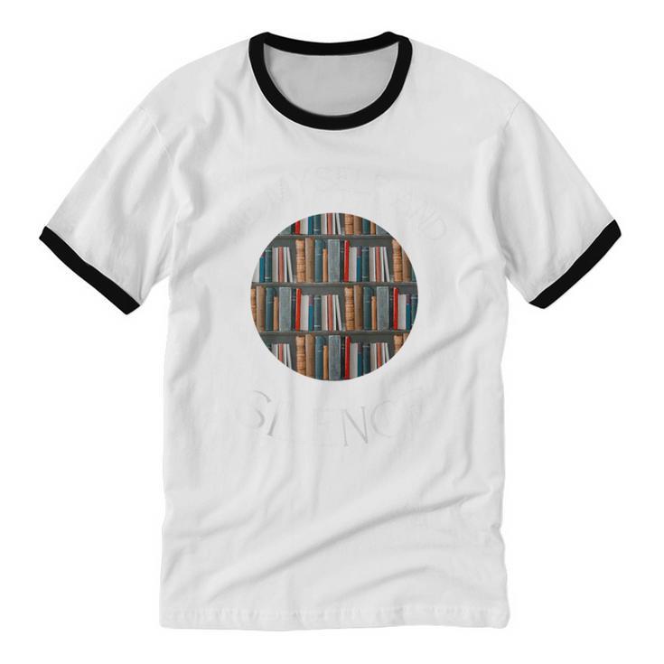 Me Myself And Silence Sarcastic Reading Books Introvert Top Raglan Baseball Tee Unisex Cotton Ringer T-Shirt