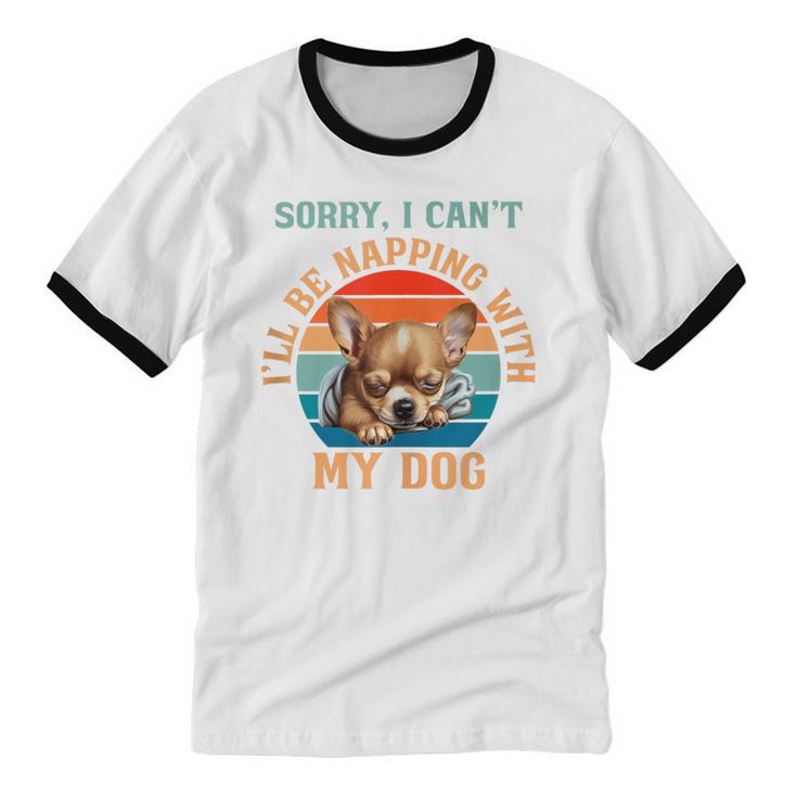 Napping Chihuahua Dog Breed Sleeping Pet Pup Introvert Unisex Cotton Ringer T-Shirt Napping Chihuahua Dog Breed Sleeping Pet Pup Introvert Unisex Cotton Ringer T-Shirt