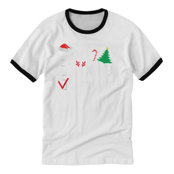 Nice Naughty Introvert Christmas List Santa Unisex Cotton Ringer T-Shirt
