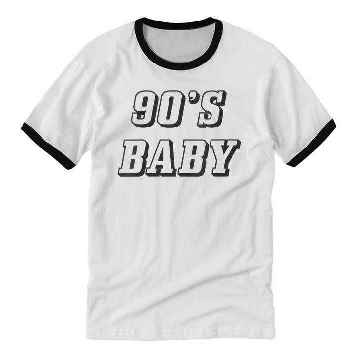 Nineties Era Nostalgia Lover Retro Born 90s Baby Vibes Unisex Cotton Ringer T-Shirt